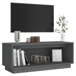 vidaXL Mobile Porta TV Grigio 90x35x35 cm in Legno Massello di Pino