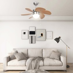 vidaXL Ventilatore da Soffitto con Luce 76 cm Marrone Chiaro