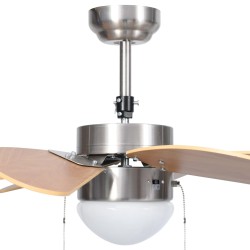 vidaXL Ventilatore da Soffitto con Luce 76 cm Marrone Chiaro