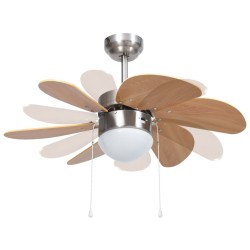 vidaXL Ventilatore da Soffitto con Luce 76 cm Marrone Chiaro