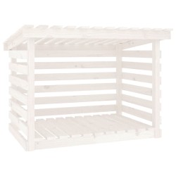 vidaXL Portalegna Bianco 108x73x79 cm in Legno Massello di Pino