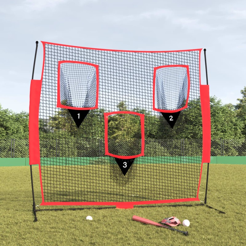 vidaXL Rete Baseball Portatile Nera e Rossa 183x105x183 cm Poliestere