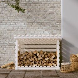 vidaXL Portalegna Bianco 108x73x79 cm in Legno Massello di Pino