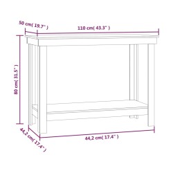 vidaXL Banco da Lavoro Bianco 110x50x80 cm in Legno Massello di Pino