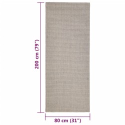 vidaXL Tappeto in Sisal per Tiragraffi Sabbia 80x200 cm