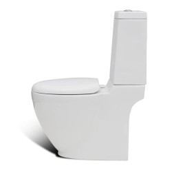 vidaXL Set WC e Bidet con Piede in Ceramica Bianca