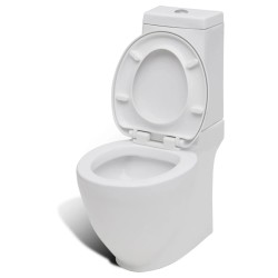 vidaXL Set WC e Bidet con Piede in Ceramica Bianca