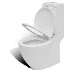 vidaXL Set WC e Bidet con Piede in Ceramica Bianca