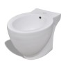 vidaXL Set WC e Bidet con Piede in Ceramica Bianca