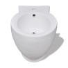 vidaXL Set WC e Bidet con Piede in Ceramica Bianca