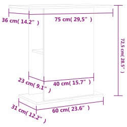 vidaXL Supporto Acquario 36x75x72,5cm Legno ingegnerizzato Grigio Cemento