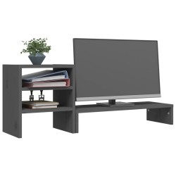 vidaXL Supporto per Monitor Grigio 81x20x30 cm Legno Massello di Pino