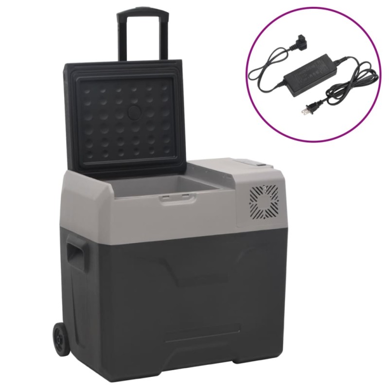 vidaXL Borsa Frigo con Ruote Adattatore Nera Grigia 50 L Polipropilene