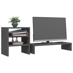 vidaXL Supporto per Monitor Grigio 81x20x30 cm Legno Massello di Pino