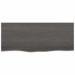 vidaXL Piano Bagno Grigio Scuro 100x40x2 cm Legno Massello Trattato