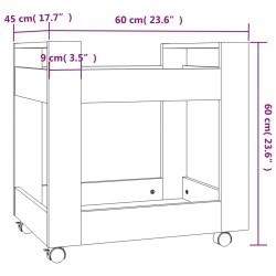 vidaXL Carrello Scrivania Grigio Sonoma 60x45x60 cm Legno ingegnerizzato