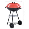 vidaXL Barbecue a Carbone Kettle Portatile XXL con Ruote 44 cm