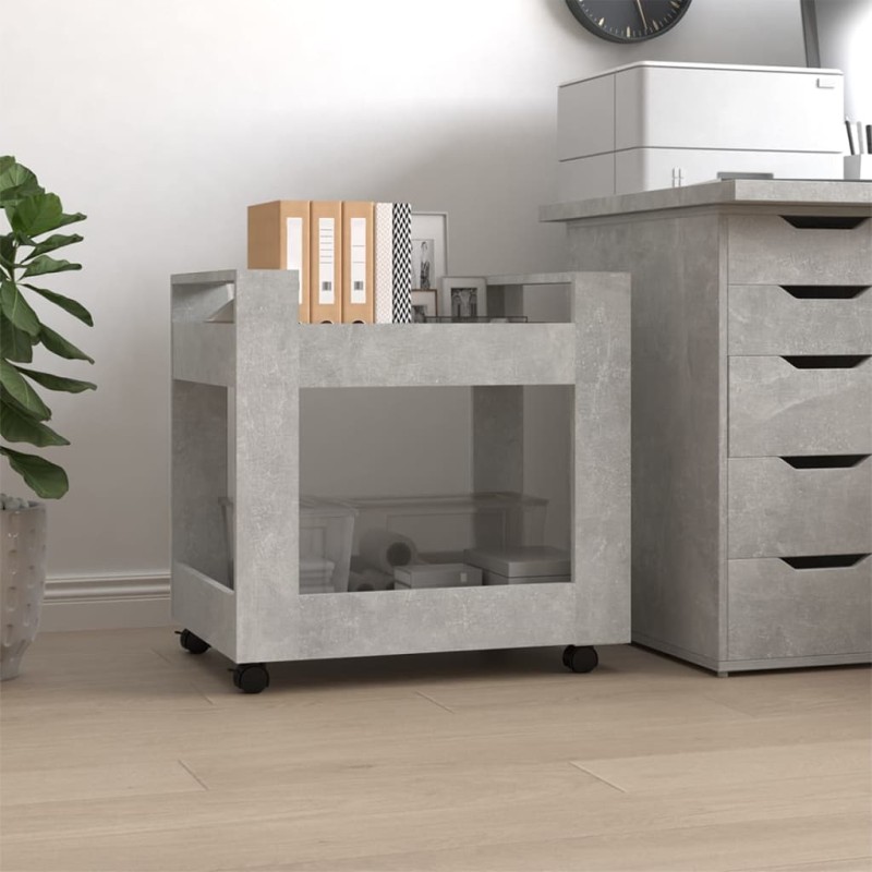 vidaXL Carrello Scrivania Grigio cemento 60x45x60 cm Legno ingegnerizzato