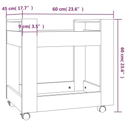 vidaXL Carrello Scrivania Grigio cemento 60x45x60 cm Legno ingegnerizzato