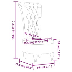 vidaXL Sedia Schienale Alto Design con Bottoni Velluto Grigio Chiaro