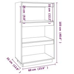 vidaXL Libreria/Divisorio Bianco 60x35x103cm in Legno Massello di Pino