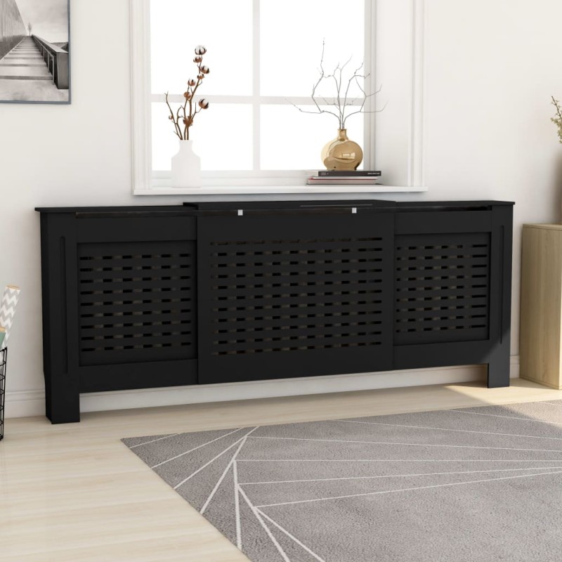 vidaXL Copertura per Radiatore Nera in MDF 205 cm