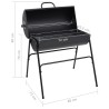 vidaXL Barbecue a Barile 2 Griglie di Cottura Nero 80x95x90 cm Acciaio