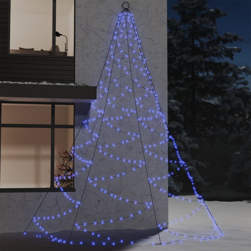 vidaXL Albero Parete Gancio Metallico 720 LED Blu 5 m Interno Esterno