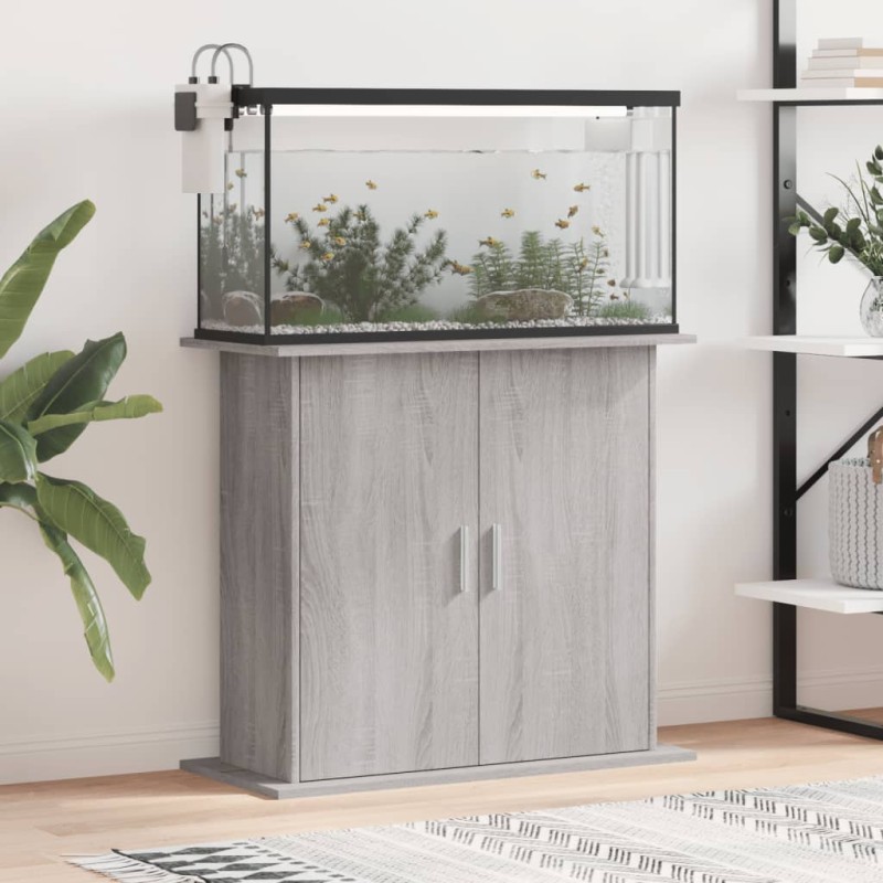 vidaXL Supporto Acquario 81x36x73cm in Legno ingegnerizzato Grigio Sonoma