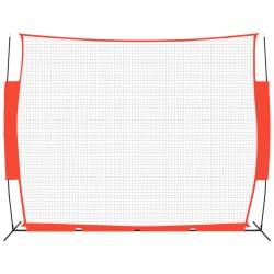 vidaXL Rete Baseball Rossa e Nera 369x107x271 cm Acciaio e Poliestere 