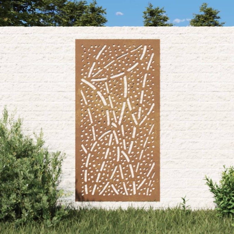 vidaXL Decorazione Muro da Giardino 105x55 cm Foglia Acciaio Corten