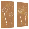 vidaXL Decorazioni Muro da Giardino 2pz 105x55 cm Fiore Acciaio Corten