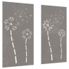 vidaXL Decorazioni Muro da Giardino 2pz 105x55 cm Fiore Acciaio Corten