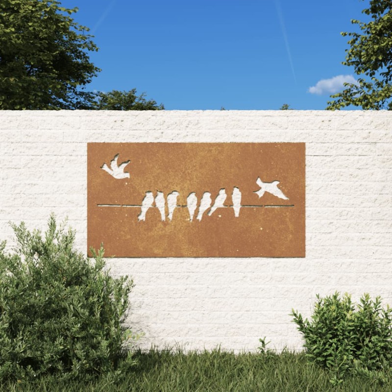 vidaXL Decorazione Muro da Giardino 105x55 cm Uccello Acciaio Corten