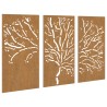 vidaXL Decorazioni Muro Giardino 3pz 105x55 cm Albero Acciaio Corten