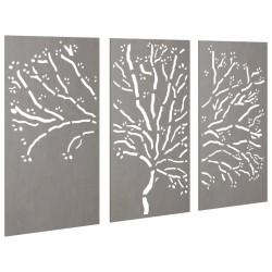 vidaXL Decorazioni Muro Giardino 3pz 105x55 cm Albero Acciaio Corten