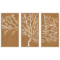 vidaXL Decorazioni Muro Giardino 3pz 105x55 cm Albero Acciaio Corten