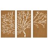 vidaXL Decorazioni Muro Giardino 3pz 105x55 cm Albero Acciaio Corten