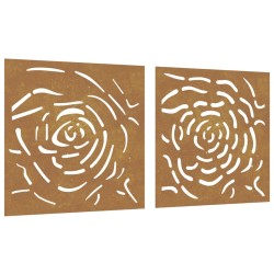 vidaXL Decorazioni Muro Giardino 2 pz 55x55 cm Rosa in Acciaio Corten