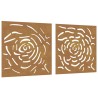 vidaXL Decorazioni Muro Giardino 2 pz 55x55 cm Rosa in Acciaio Corten