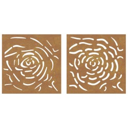 vidaXL Decorazioni Muro Giardino 2 pz 55x55 cm Rosa in Acciaio Corten