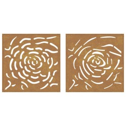 vidaXL Decorazioni Muro Giardino 2 pz 55x55 cm Rosa in Acciaio Corten