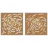 vidaXL Decorazioni Muro Giardino 2 pz 55x55 cm Rosa in Acciaio Corten