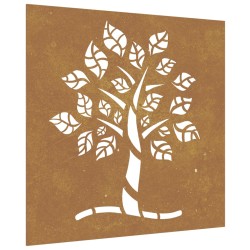 vidaXL Decorazione Muro da Giardino 55x55 cm Albero in Acciaio Corten