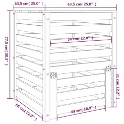 vidaXL Compostiera 63,5x63,5x77,5 cm in Legno Massello di Douglas