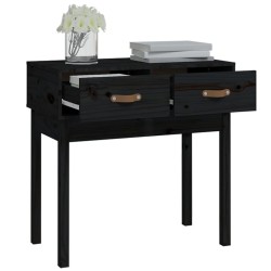 vidaXL Tavolo Consolle Nero 76,5x40x75 cm in Legno Massello di Pino