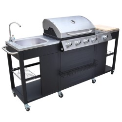 vidaXL Barbecue da Cucina per Esterni Montana 4 Fornelli  