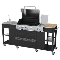 vidaXL Barbecue da Cucina per Esterni Montana 4 Fornelli  