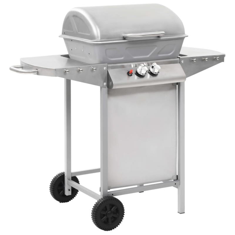 vidaXL Barbecue a Gas con Griglia 2 Fornelli Argento Acciaio Inox