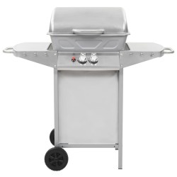 vidaXL Barbecue a Gas con Griglia 2 Fornelli Argento Acciaio Inox